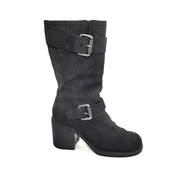 Vera Wang Lavender Dark Green Suede Pull-On Boots - Picture 6 of 8